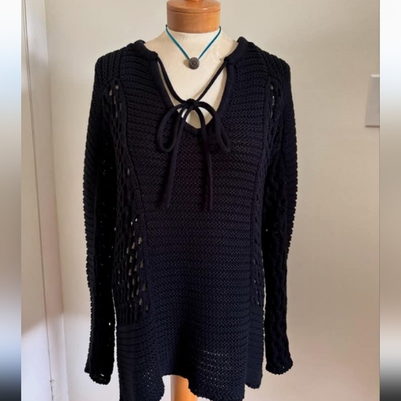 CAbi 6411 Beachcomber Black Knit Sweater L - Picture 2 of 10